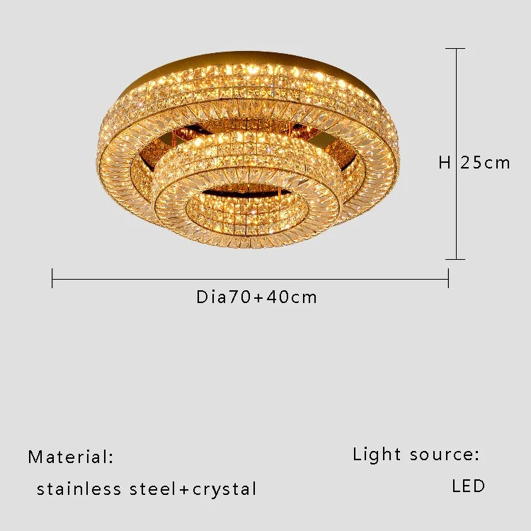 Modern Two-Tier Crystal Ceiling Light for Bedroom &amp; Living Room
