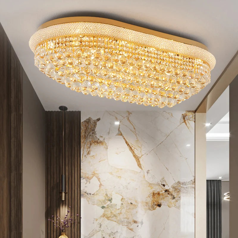 Luxury Oval Crystal Ceiling Lamp – Elegant Shoe-Shape Design for Dining &amp; Living Rooms