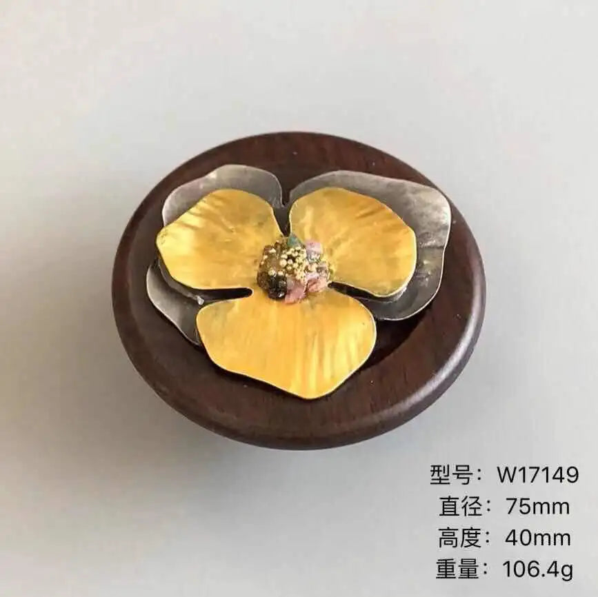 Handmade Wood &amp; Alloy Flower Knob Handles – Artistic Cabinet Pulls