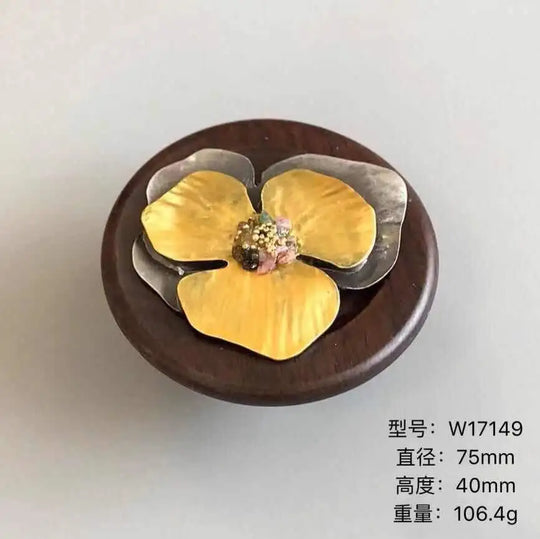 Handmade Wood &amp; Alloy Flower Knob Handles – Artistic Cabinet Pulls