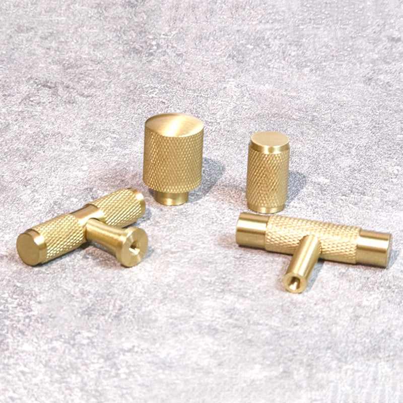 Knurled Brass T-Bar Handles – Modern Cabinet &amp; Cupboard Pulls