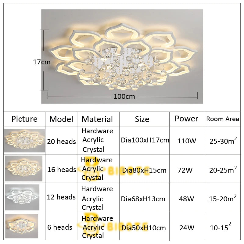 Modern Crystal Chandelier Pendant Light for Living &amp; Dining Room