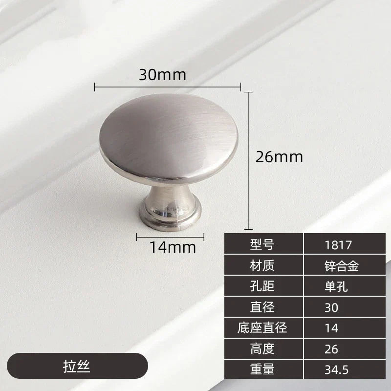 Modern Zinc Alloy Drawer Knobs – Single-Hole Cabinet Handles