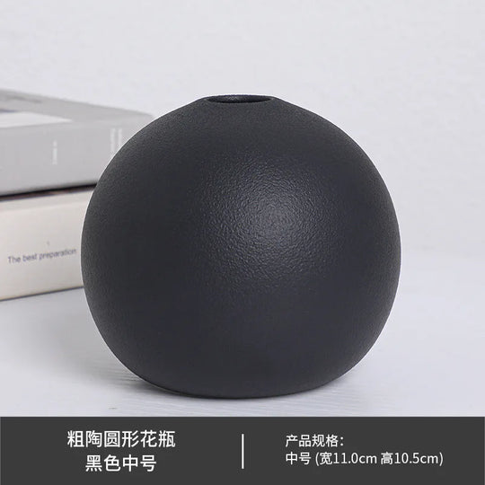 Black and White Ceramic Ball Vase for Hydroponic Flower Decor