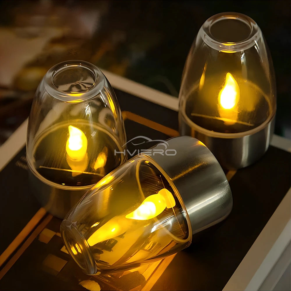 Solar LED Candle Light Stainless Steel Outdoor Garden Decoration