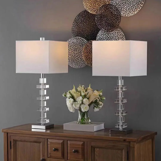Creative Fabric Table Lamp with Crystal Glass Ball for Living Room &amp; Bedroom