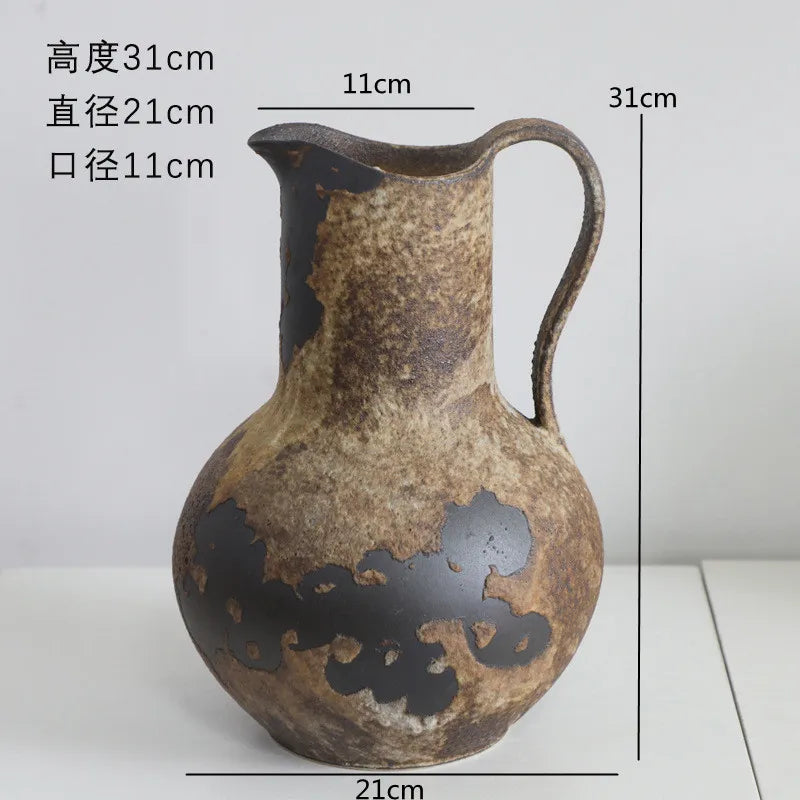 Vintage Dual Ear Coarse Ceramic Vase