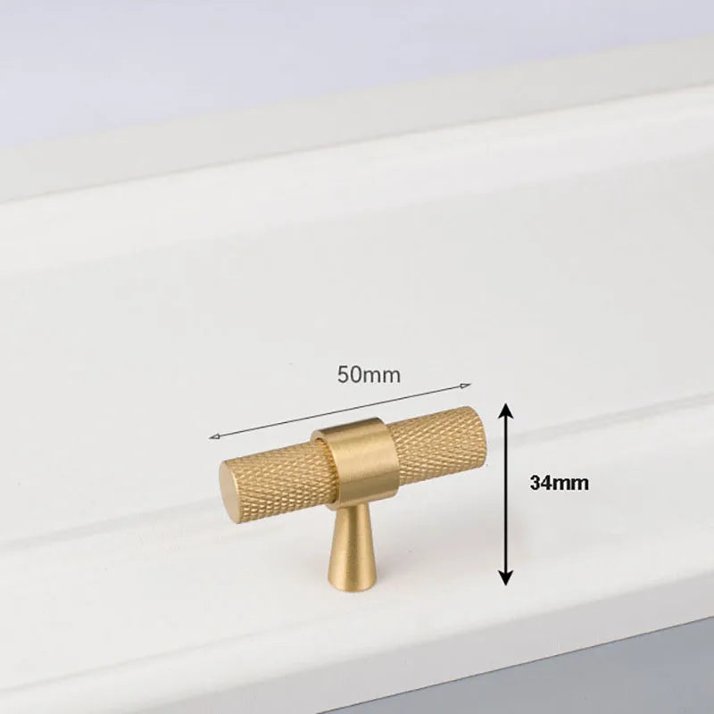 Solid Brass Knurled Cabinet Handles – Gold and Black Pulls and Knobs for Furniture