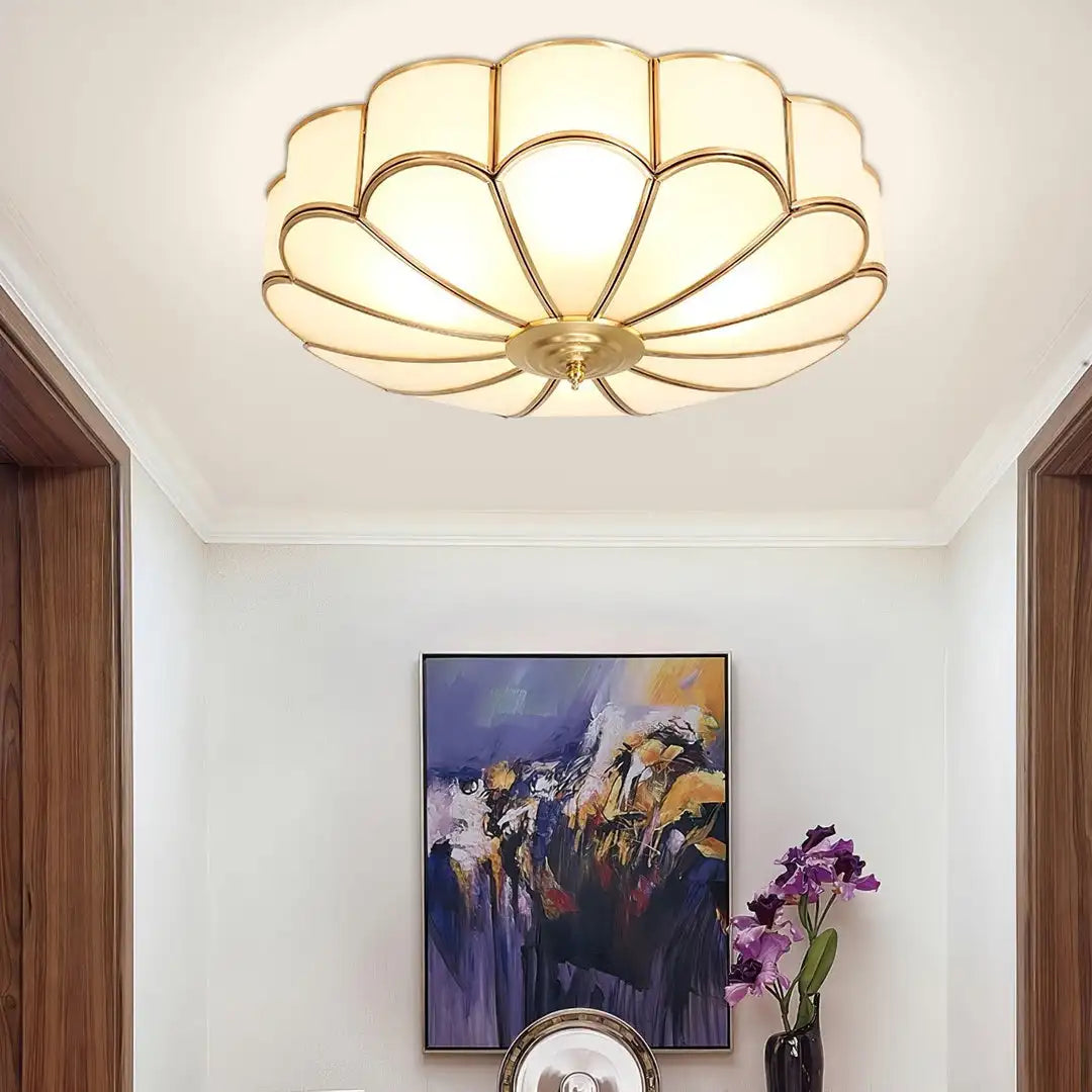 All-Copper Minimalist LED Ceiling Lamp for Study &amp; Dining Room