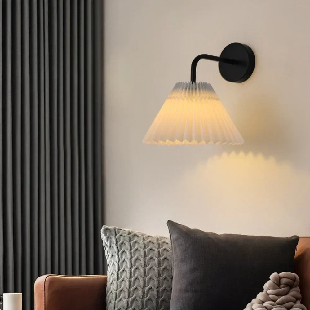 Retro Fabric Wall Lamp with Reading Light Modern Luxury Bedside