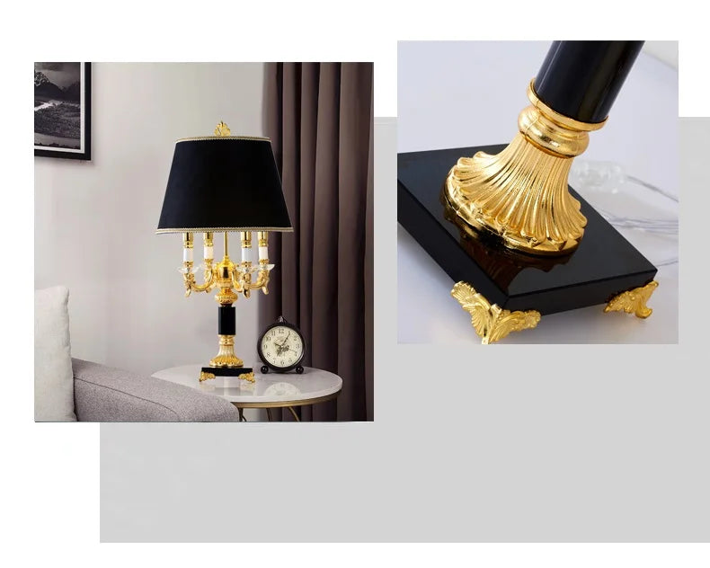 Luxury Black Crystal Table Lamp for Bedroom &amp; Living Room