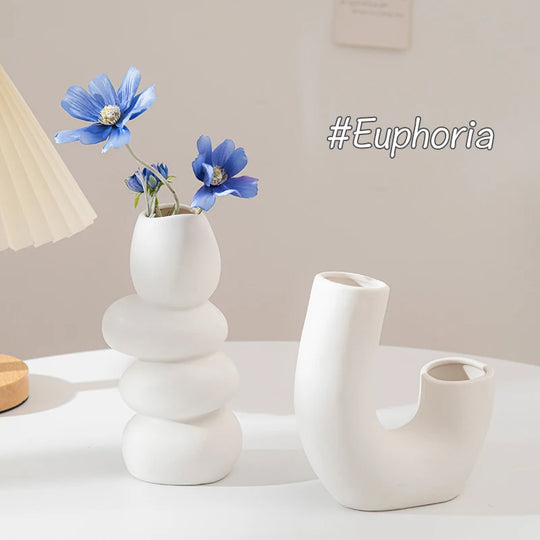 White Ceramic Vase Modern Minimalist Decorative Flower Vase