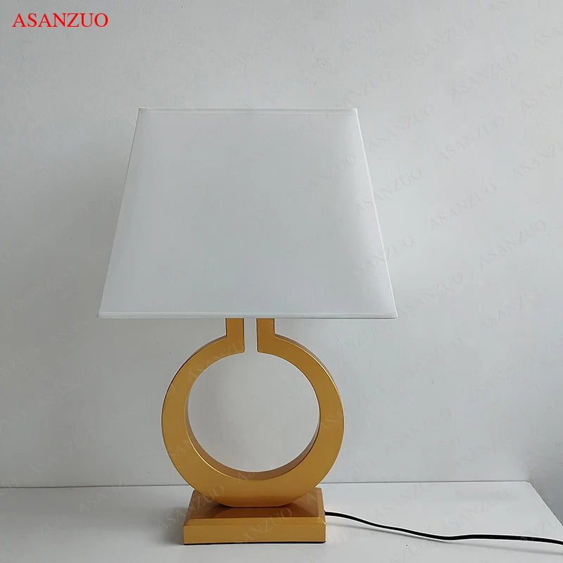 Luxury Gold Fabric Table Lamp for Living Room &amp; Bedroom