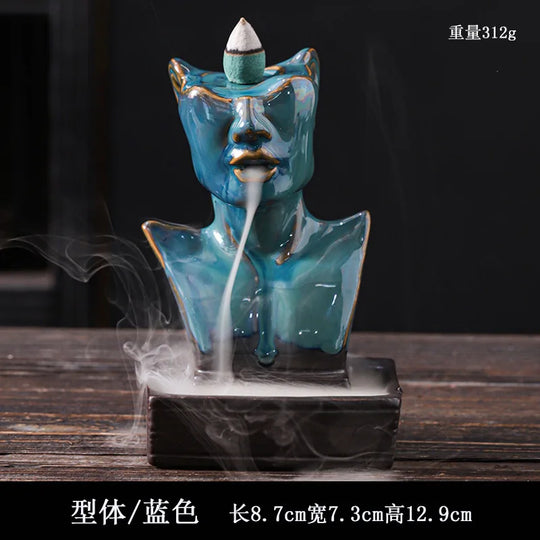 Ceramic Elephant Backflow Incense Burner Decorative Pedestal