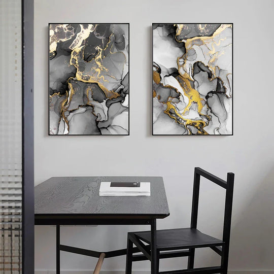 Set of 3 Abstract Marble Print Canvas Wall Art
