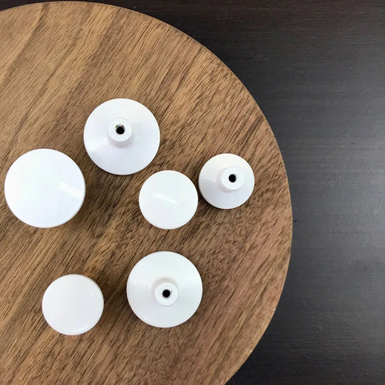 White Brass Cabinet Knobs – Modern Round Drawer &amp; Door Pulls