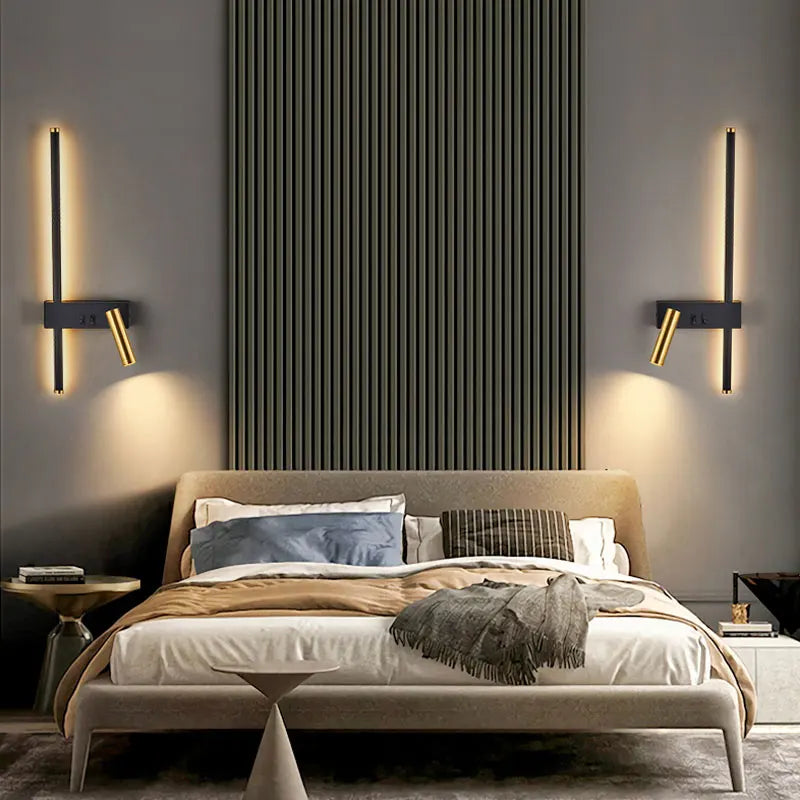 Nordic Modern Wall Lamp Black White Minimalist Bedside Light