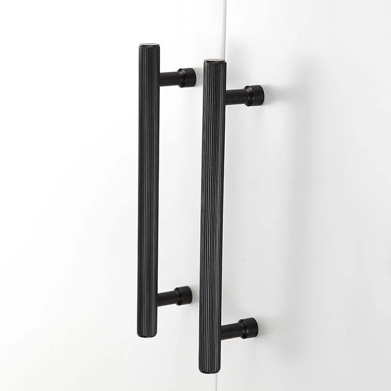 Gold and Black Brass T-Bar Handles – Modern Textured Pulls for Furniture