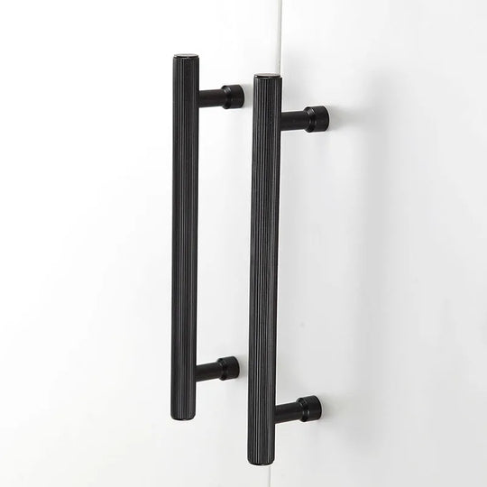 Gold and Black Brass T-Bar Handles – Modern Textured Pulls for Furniture
