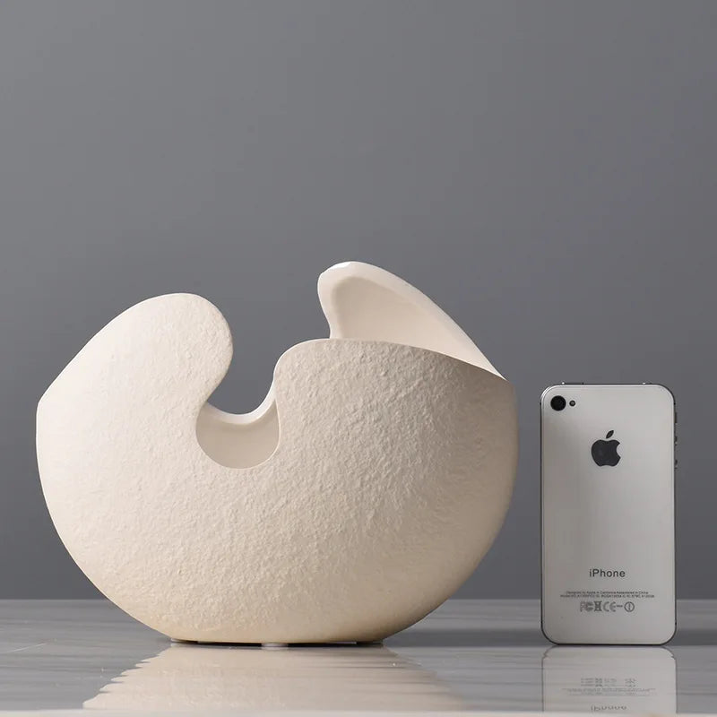 White Ceramic Decorative Vase for Modern Living Room Decor