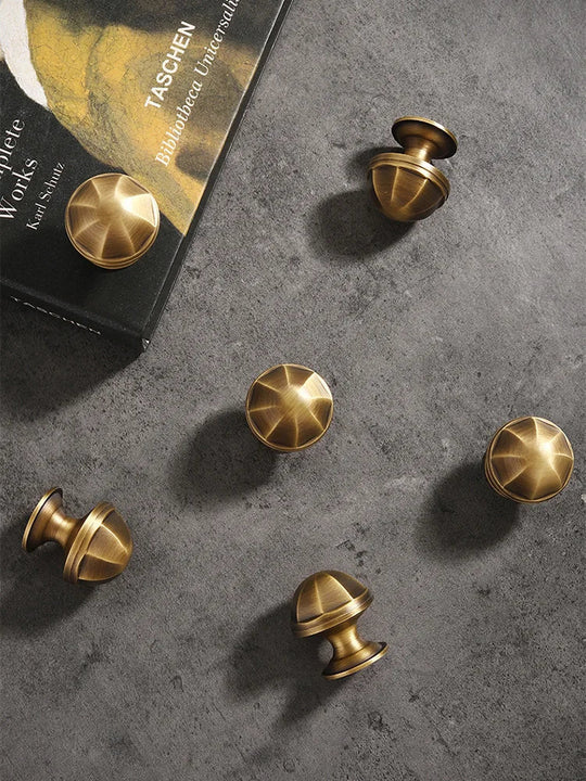 Solid Brass Octagonal Cabinet Knobs – Antique Gold Drawer &amp; Wardrobe Pulls