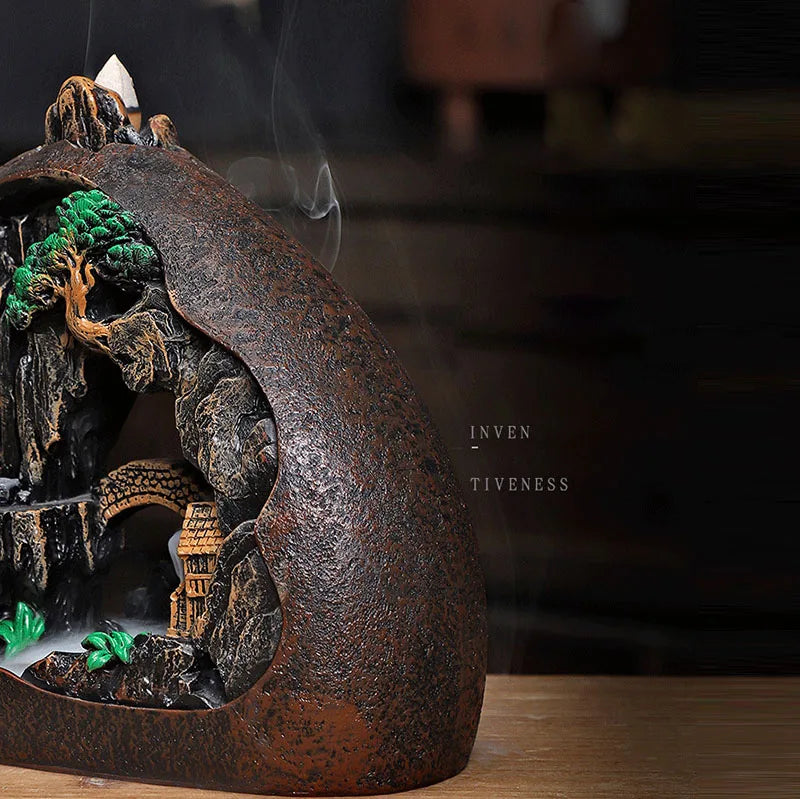 Listening To The Rain Ceramic Backflow Incense Burner Zen Decor