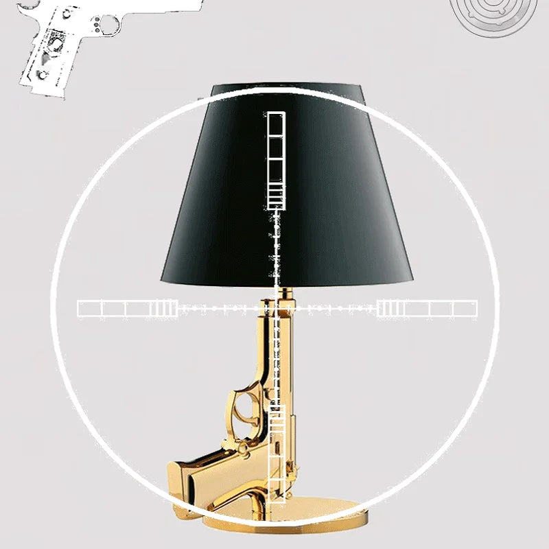 Personality Gold-Plated Gun Table Lamp for Living Room &amp; Exhibition Hall