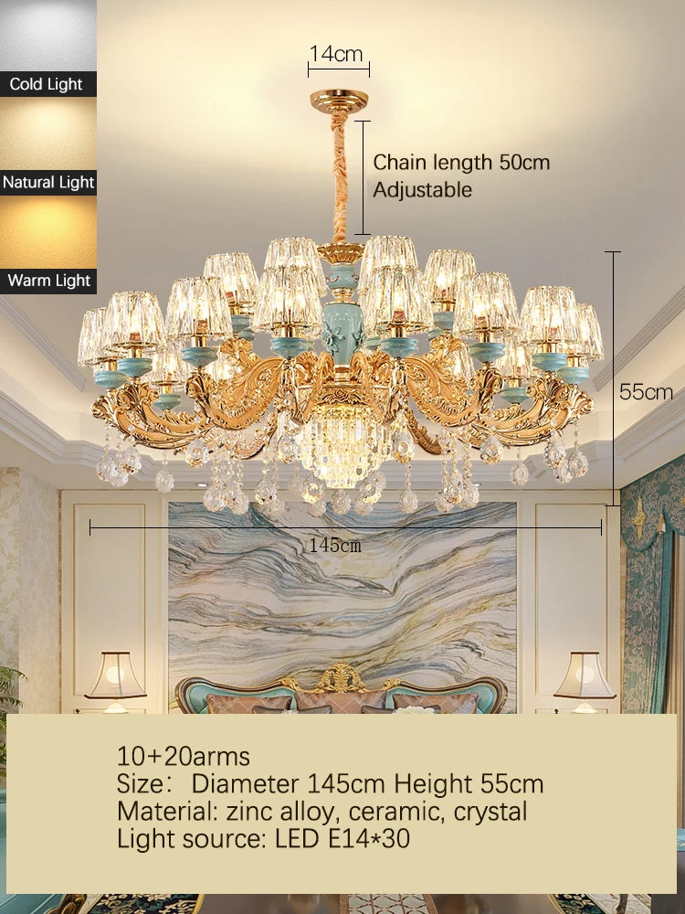 Luxury Umbrella Crystal Chandelier – European-Style Pendant for Villas &amp; Hotels