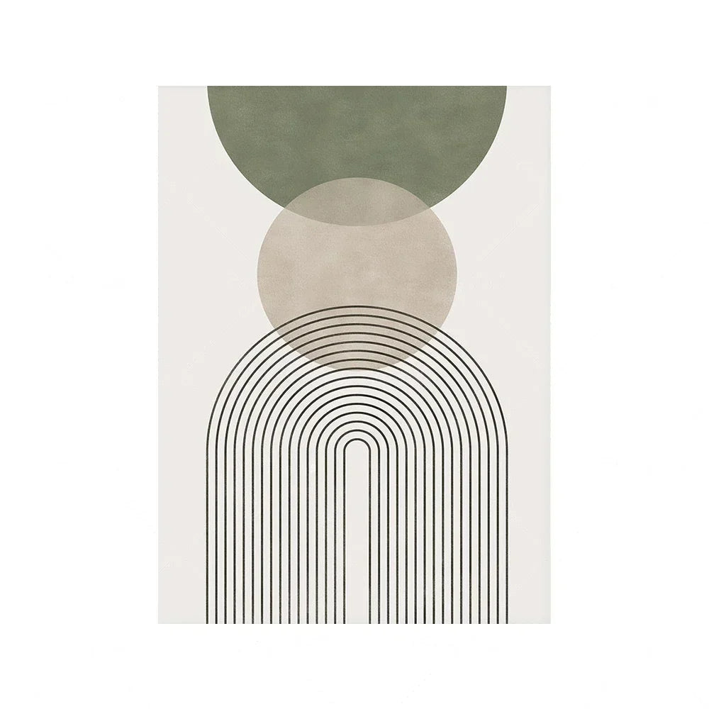 Set of 3 Abstract Geometric Botanical Canvas Wall Art
