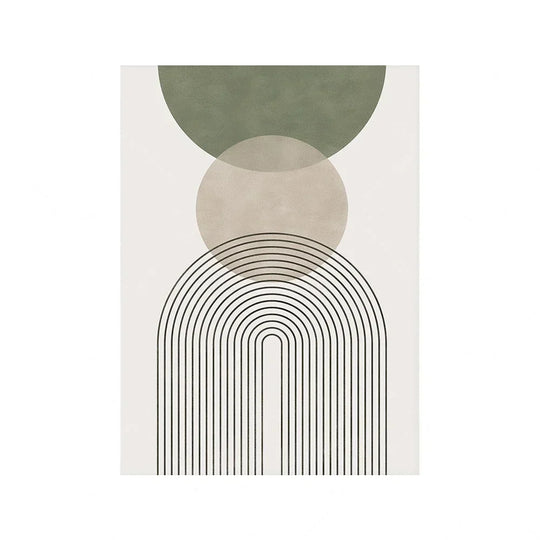 Set of 3 Abstract Geometric Botanical Canvas Wall Art