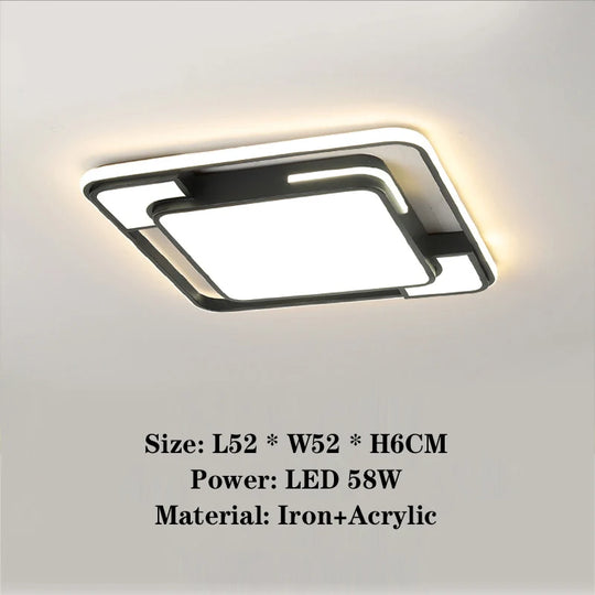 Remote Control Square LED Ceiling Lamp for Living &amp; Dining Room