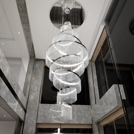 Large Crystal Ring Chandelier for High Ceilings &amp; Staircase Foyers