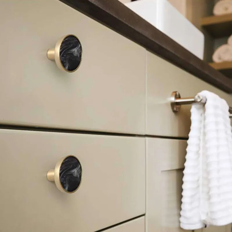 Shell Cabinet Handles – Gold Single-Hole Knobs &amp; Multipurpose Hooks