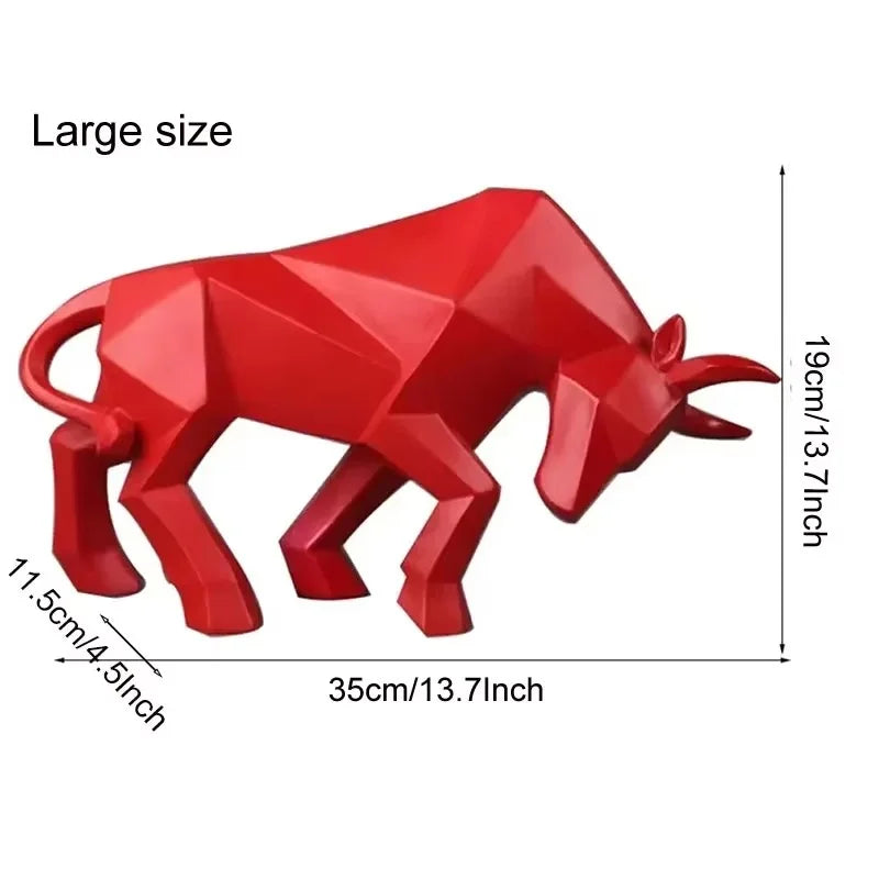 Abstract Geometric Bull Statue Resin Decorative Sculpture