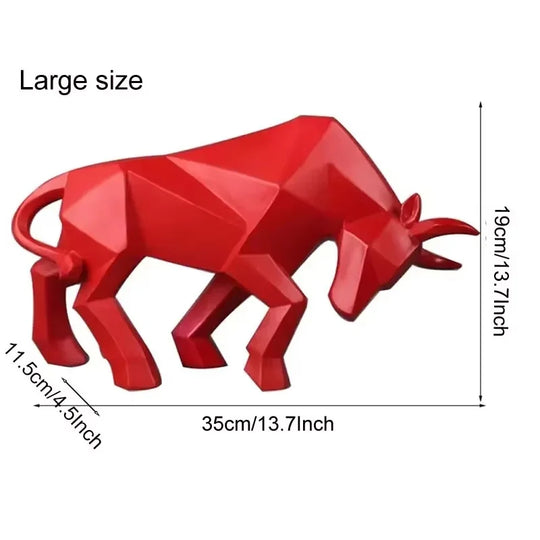 Abstract Geometric Bull Statue Resin Decorative Sculpture
