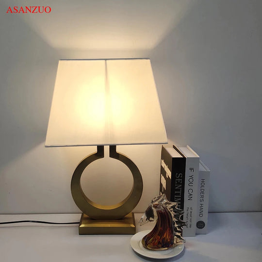 Luxury Gold Fabric Table Lamp for Living Room &amp; Bedroom