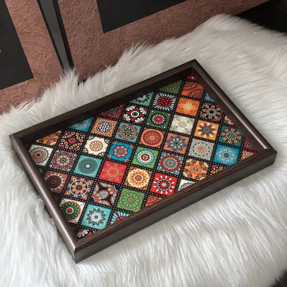 Wooden Decorative Storage Tray for Living Room and Desktop Use