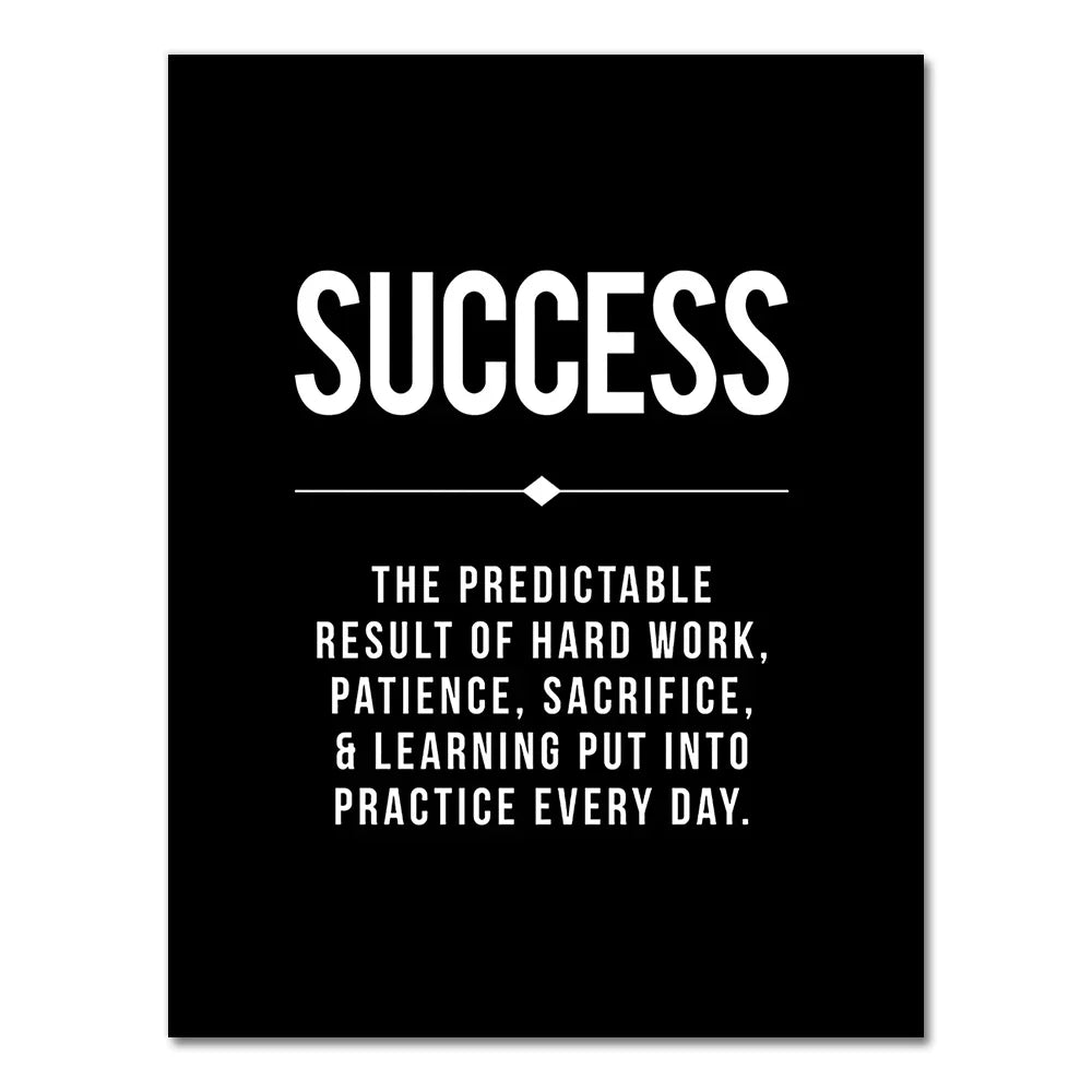 Hustle Grit Grind Success Motivational Canvas Wall Art