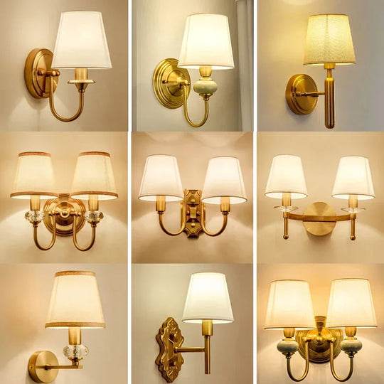 European Style Copper LED Wall Lamp for Bedroom &amp; Living Room