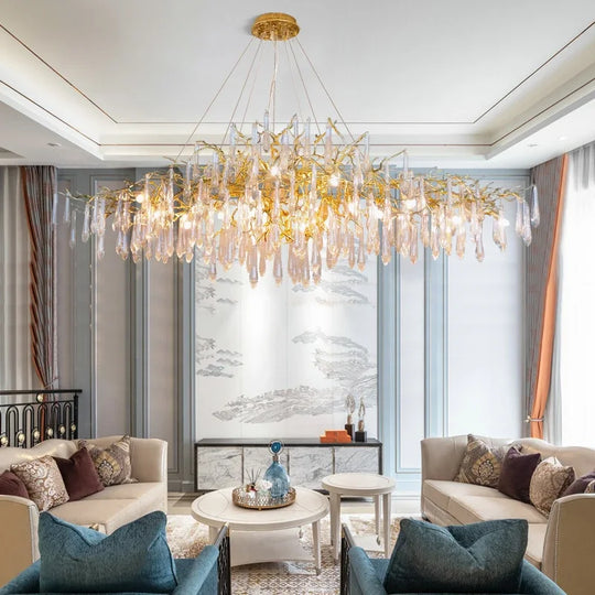 Luxury Long Hanging Crystal Chandelier Light for Dining Table &amp; Living Room