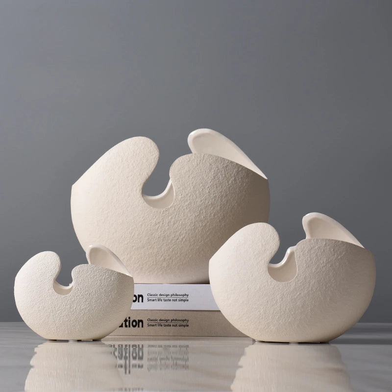 White Ceramic Decorative Vase for Modern Living Room Decor