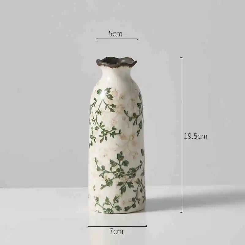 Crackle Glaze Ceramic Bud Vase for Tabletop Flower Decor