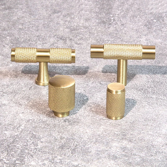 Knurled Brass T-Bar Handles – Modern Cabinet &amp; Cupboard Pulls