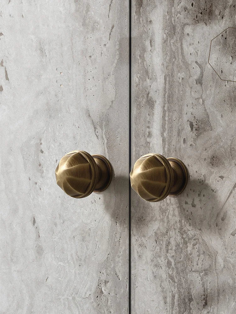Solid Brass Octagonal Cabinet Knobs – Antique Gold Drawer &amp; Wardrobe Pulls