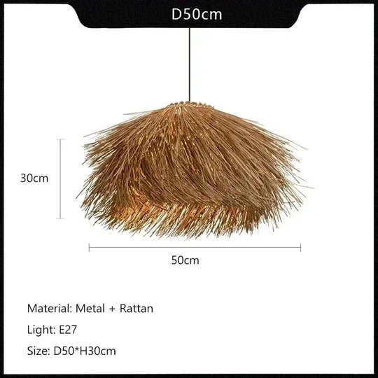 Handwoven Rattan Pendant Light Wicker Ceiling Lamp for Living Room