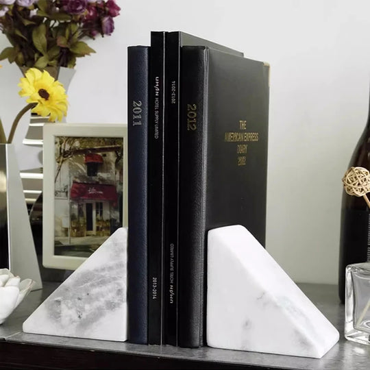 Natural White Marble Decorative Bookend for Shelf and Desk