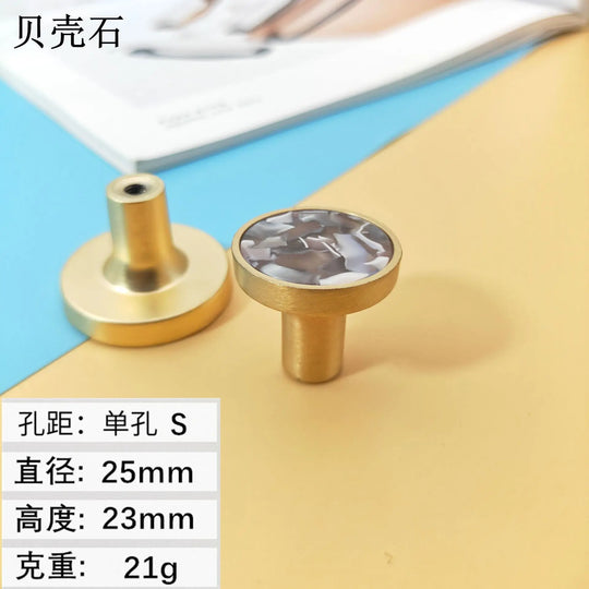 Shell Cabinet Handles – Gold Single-Hole Knobs &amp; Multipurpose Hooks