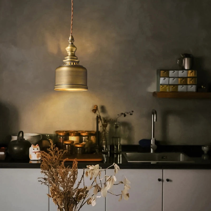 Classical Copper Clear Glass Pendant Light for Dining &amp; Bedroom