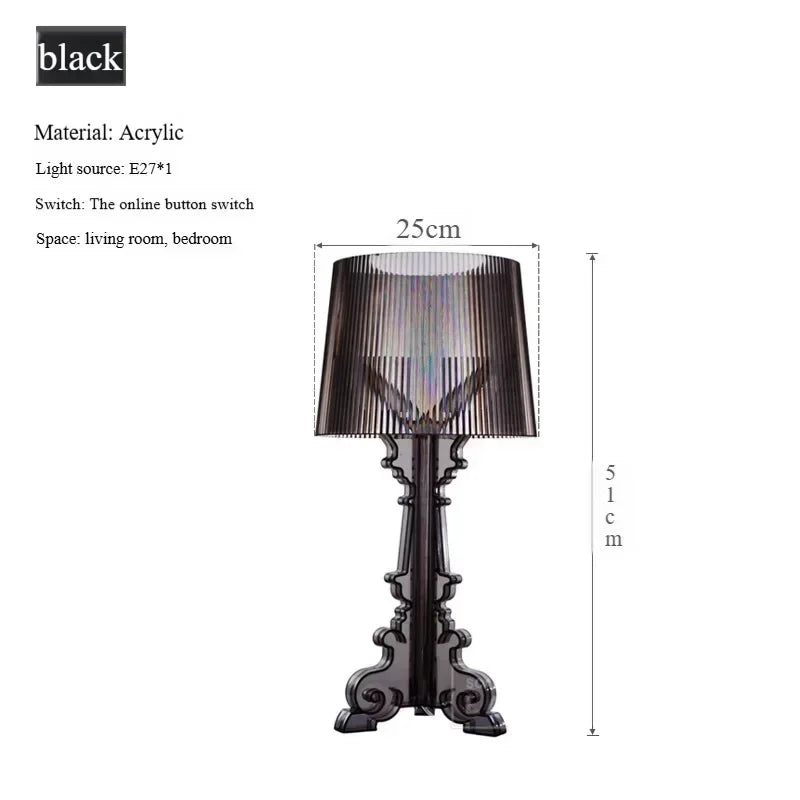 Transparent White Baroque Ghost Table Lamp for Bedroom &amp; Living Room