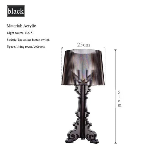 Transparent White Baroque Ghost Table Lamp for Bedroom &amp; Living Room